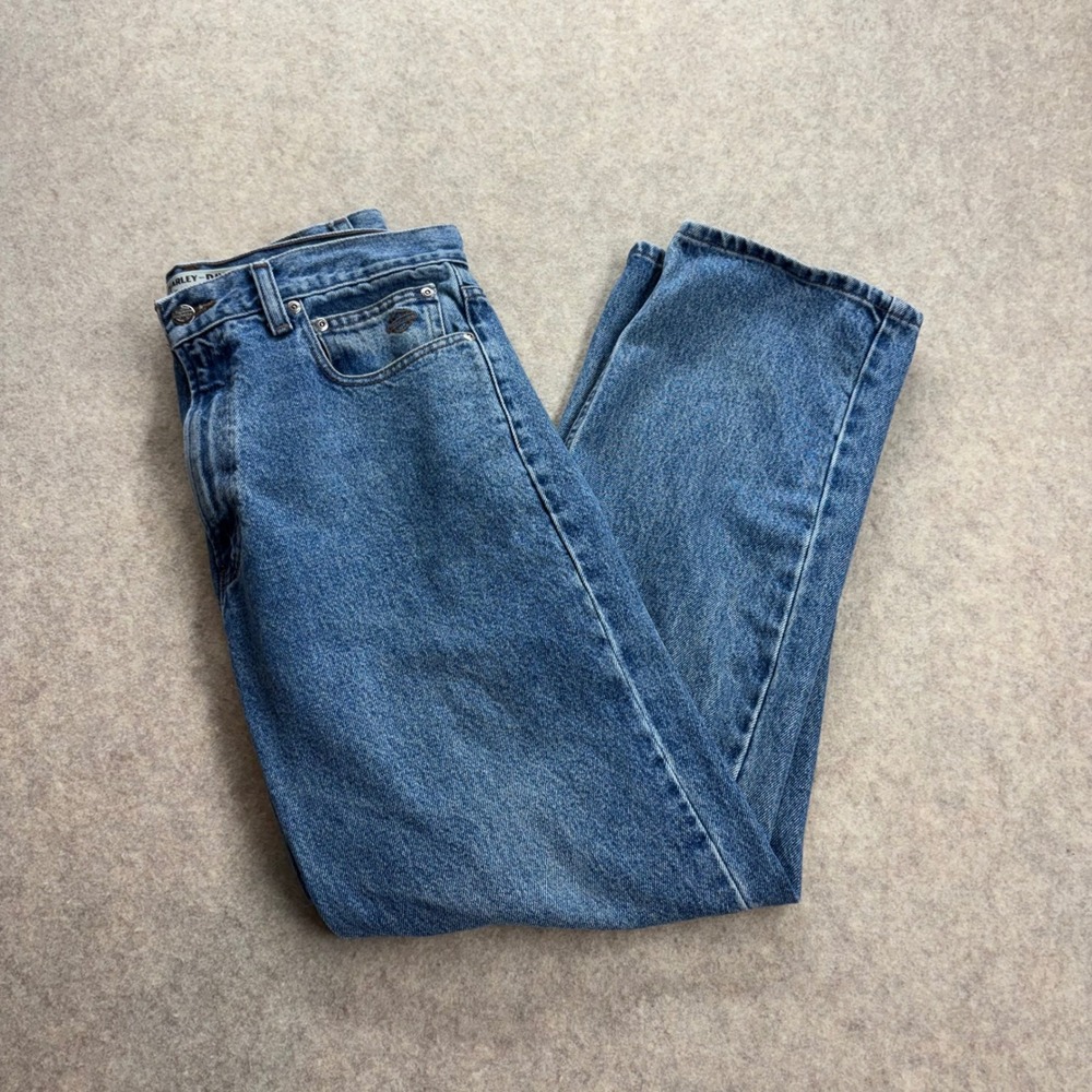 Harley Davidson Men's Traditional Fit Straight Leg Blue Denim Jeans 34x30 Cotton